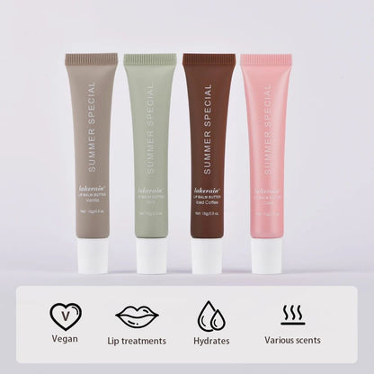 Summer Lip Balm Moisturizing Mirror Lip Gloss With Vanilla Mint Iced Coffee Cake Scent Transparent  2