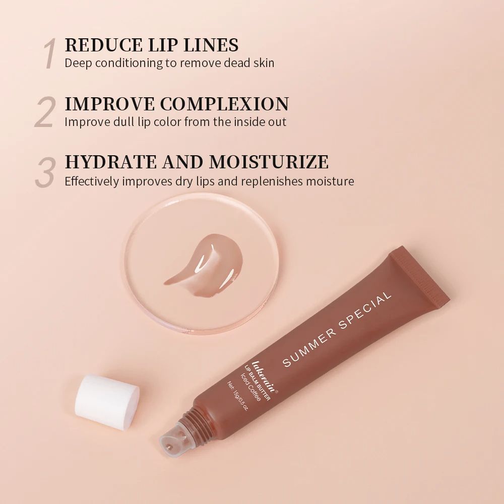 Summer Lip Balm Moisturizing Mirror Lip Gloss With Vanilla Mint Iced Coffee Cake Scent Transparent  3