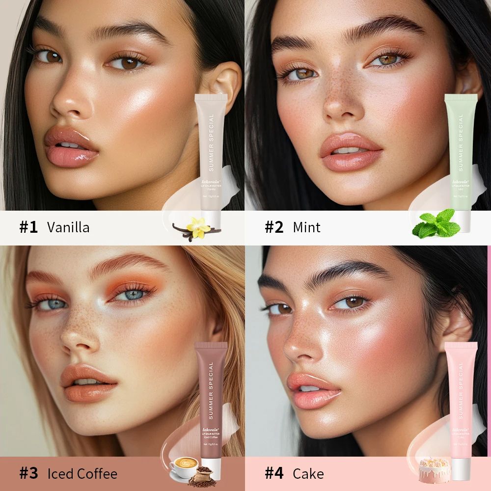 Summer Lip Balm Moisturizing Mirror Lip Gloss With Vanilla Mint Iced Coffee Cake Scent Transparent  5