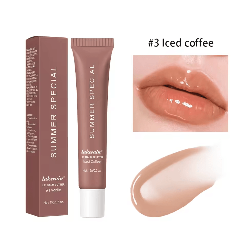 Summer Lip Balm Moisturizing Mirror Lip Gloss With Vanilla Mint Iced Coffee Cake Scent Transparent  7