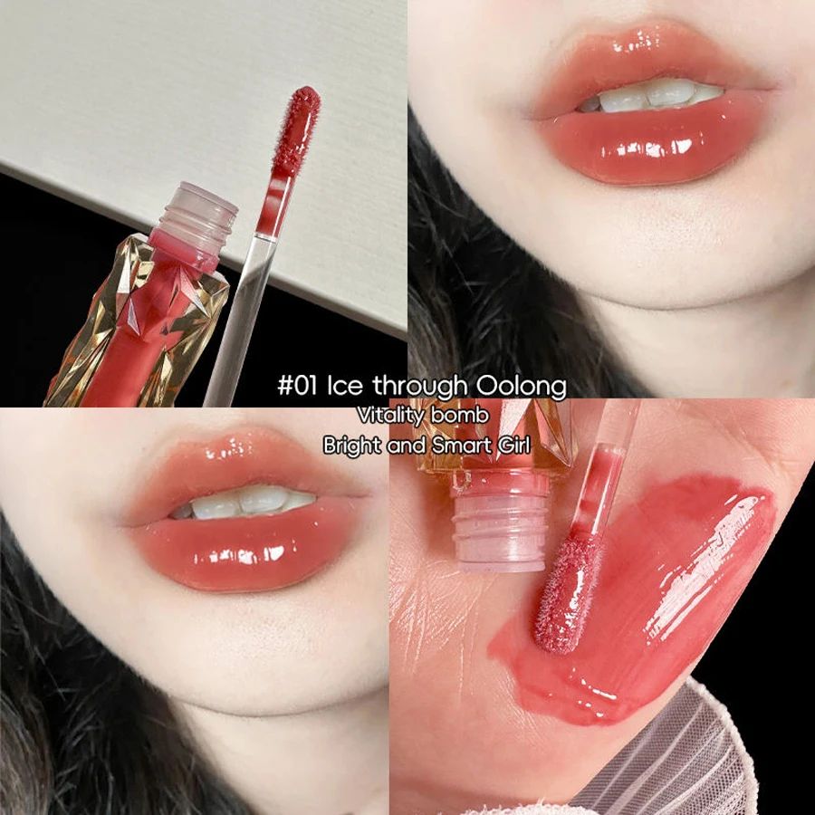 Long Lasting Waterproof Mirror Lip Gloss Transparent Glass Shine Easy HaloDyeing Moisturizing Color