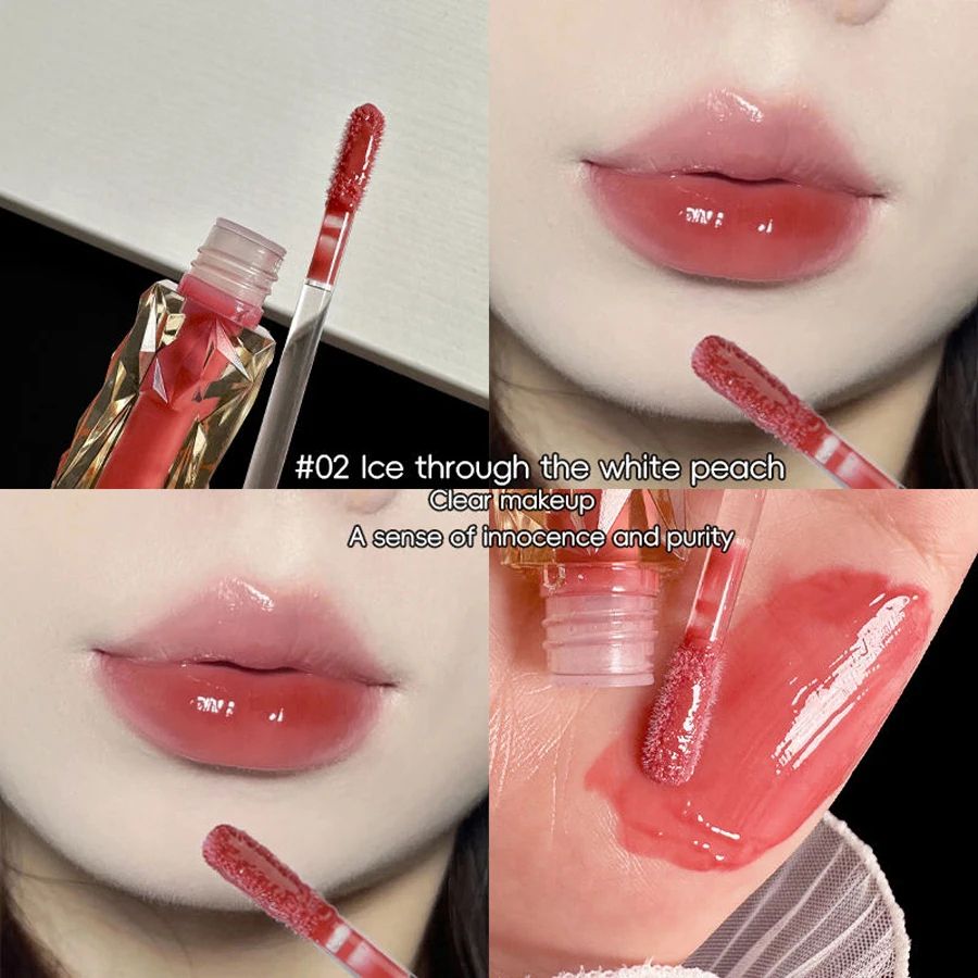 Long Lasting Waterproof Mirror Lip Gloss Transparent Glass Shine Easy HaloDyeing Moisturizing Color