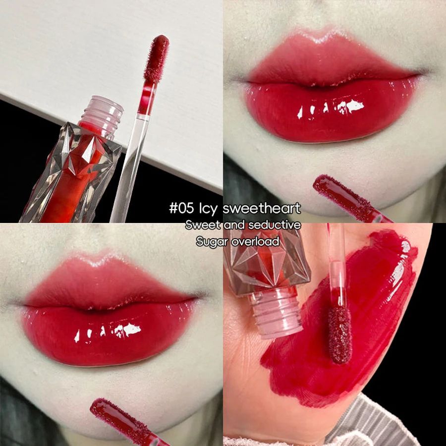 Long Lasting Waterproof Mirror Lip Gloss Transparent Glass Shine Easy HaloDyeing Moisturizing Color