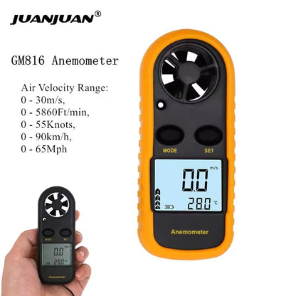 Mini Digital Anemometer with LCD and Temperature Display