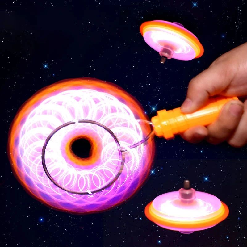 LED Magic Magnetic Orbit Spinning Creative HandCranked Gyroscope With Luminous Colorful Light Rotat 2