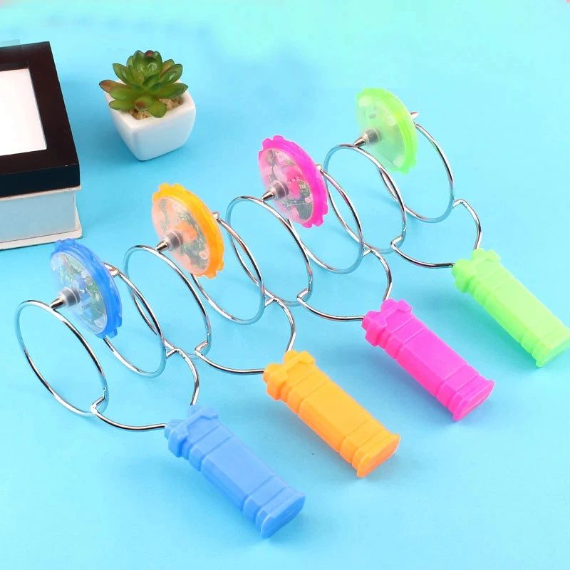 LED Magic Magnetic Orbit Spinning Creative HandCranked Gyroscope With Luminous Colorful Light Rotat 3