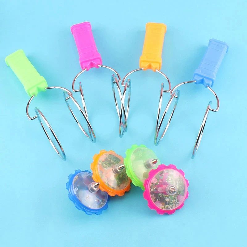 LED Magic Magnetic Orbit Spinning Creative HandCranked Gyroscope With Luminous Colorful Light Rotat 4