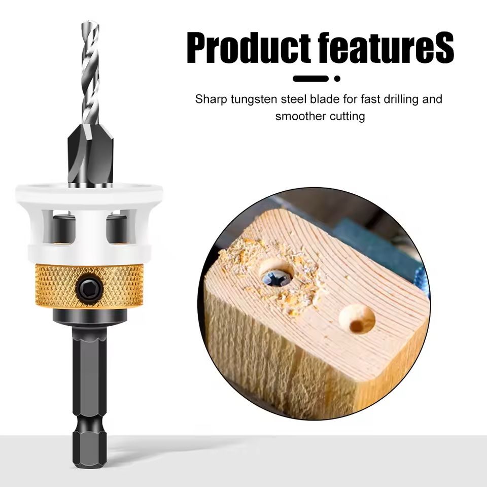 Adjustable Countersink Drill Bit Set For Woodworking And Precision Boring 15