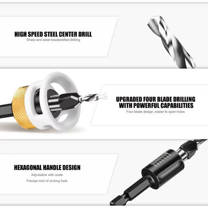 Adjustable Countersink Drill Bit Set For Woodworking And Precision Boring 17
