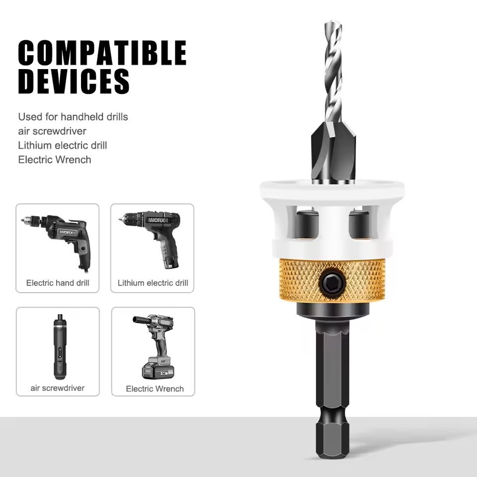 Adjustable Countersink Drill Bit Set for Woodworking and Precision Boring