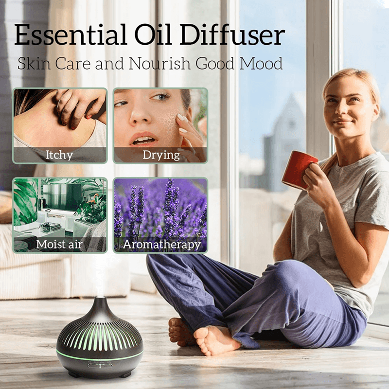 ZenMist 500ML Ultrasonic Essential Oil Diffuser with Remote Control & LED Light