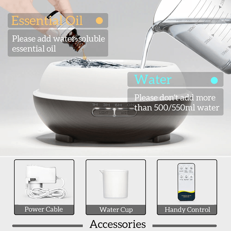 ZenMist 500ML Ultrasonic Essential Oil Diffuser With Remote Control  LED Light 3