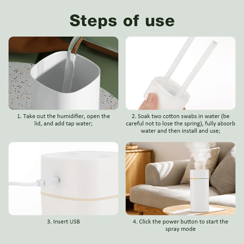 GlowMist 600ML USB Cool Mist Humidifier  Essential Oil Diffuser With Night Light 7