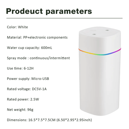 GlowMist 600ML USB Cool Mist Humidifier  Essential Oil Diffuser With Night Light 8
