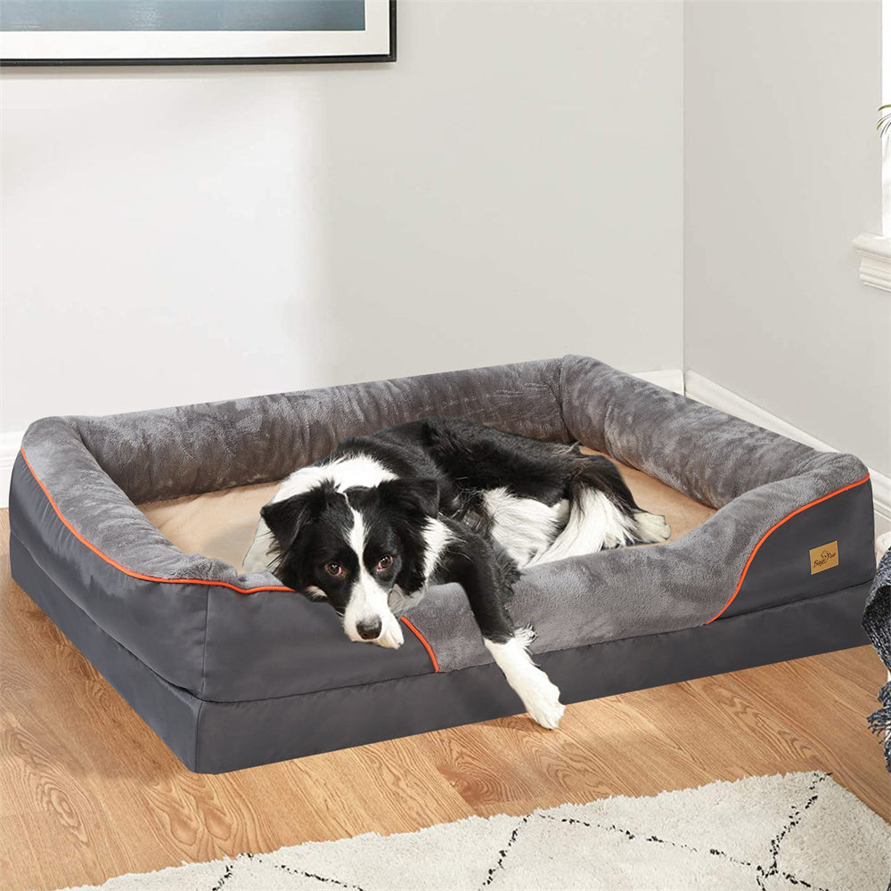 Jumbo Large Orthopedic Dog Bed Memory Foam Pet Sofa Couch With Removable Waterproof Cover  Elevated