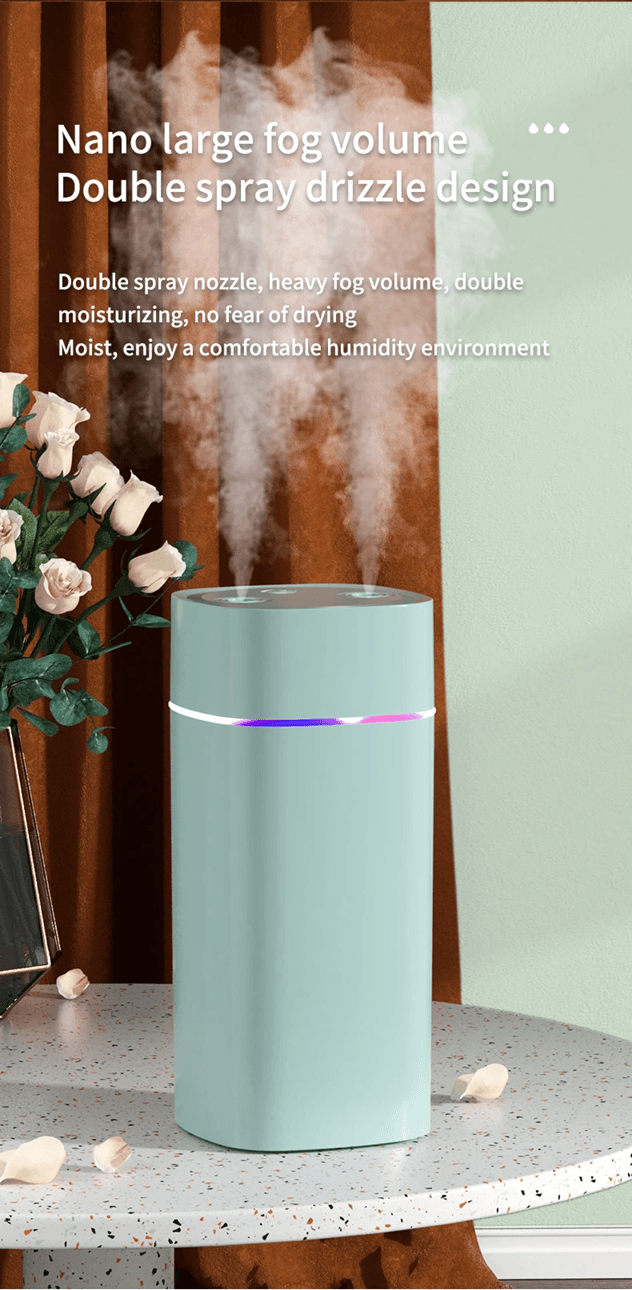BreezeGlow Dual Nozzle USB Humidifier With Aromatherapy And Ambient Light 2