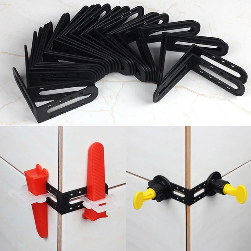 Precision Tile Leveling System Clips for Floor & Wall, Male Angle Tile Leveler Spacers, Laying Construction Tools Set
