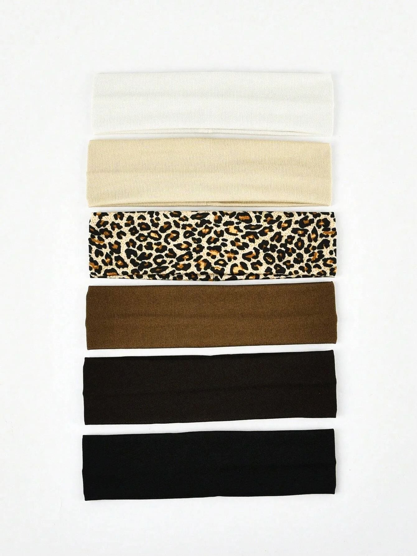 Simple Unisex Headbands SweatAbsorbing For Face Wash Yoga Running Cycling Solid Color  Leopard Prin 4