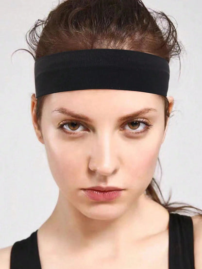 Simple Unisex Headbands SweatAbsorbing For Face Wash Yoga Running Cycling Solid Color  Leopard Prin 1