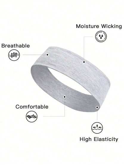 Simple Unisex Headbands SweatAbsorbing For Face Wash Yoga Running Cycling Solid Color  Leopard Prin 3