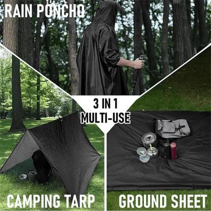 StormShield 3-in-1 Military Rain Poncho – Waterproof Tent, Raincoat & Tarp in One