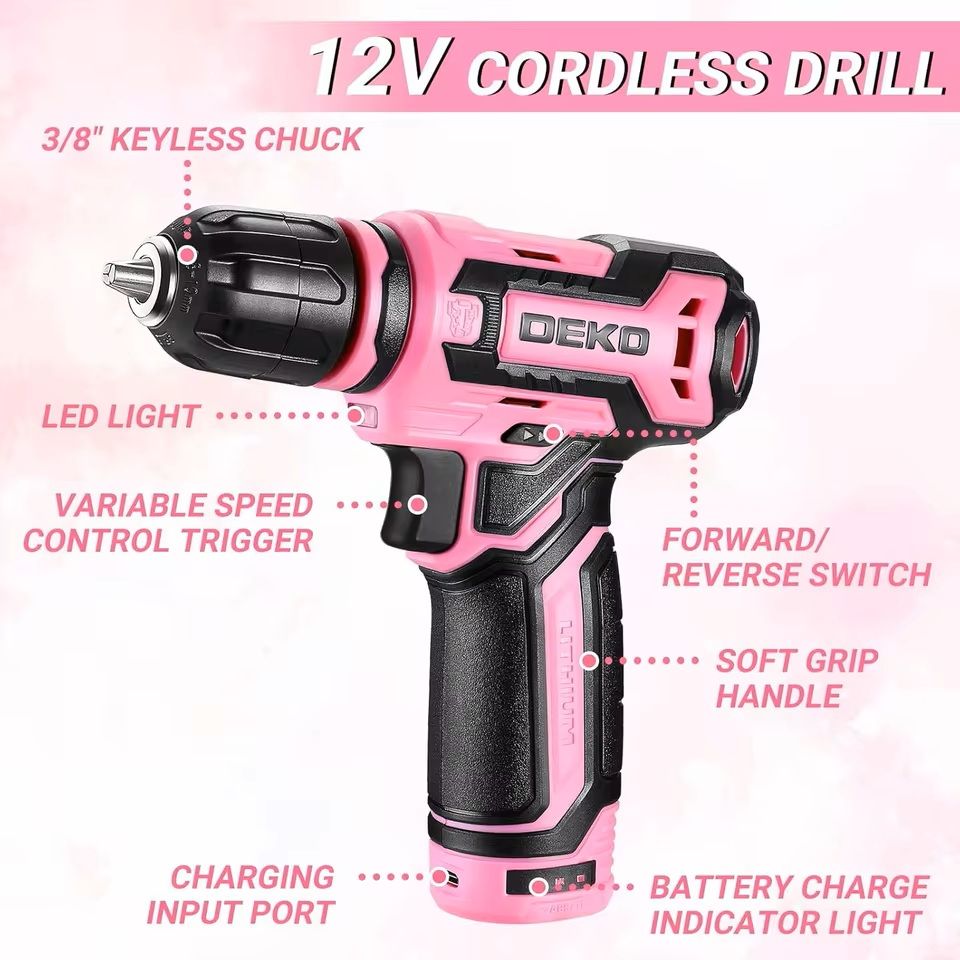 Cordless Drill And Hand Tool Combo Kit With Storage Case And 12V Power Driver 2