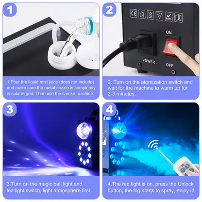 700W Smoke Machine With Wireless Remote And LED RGB Stage Light 2