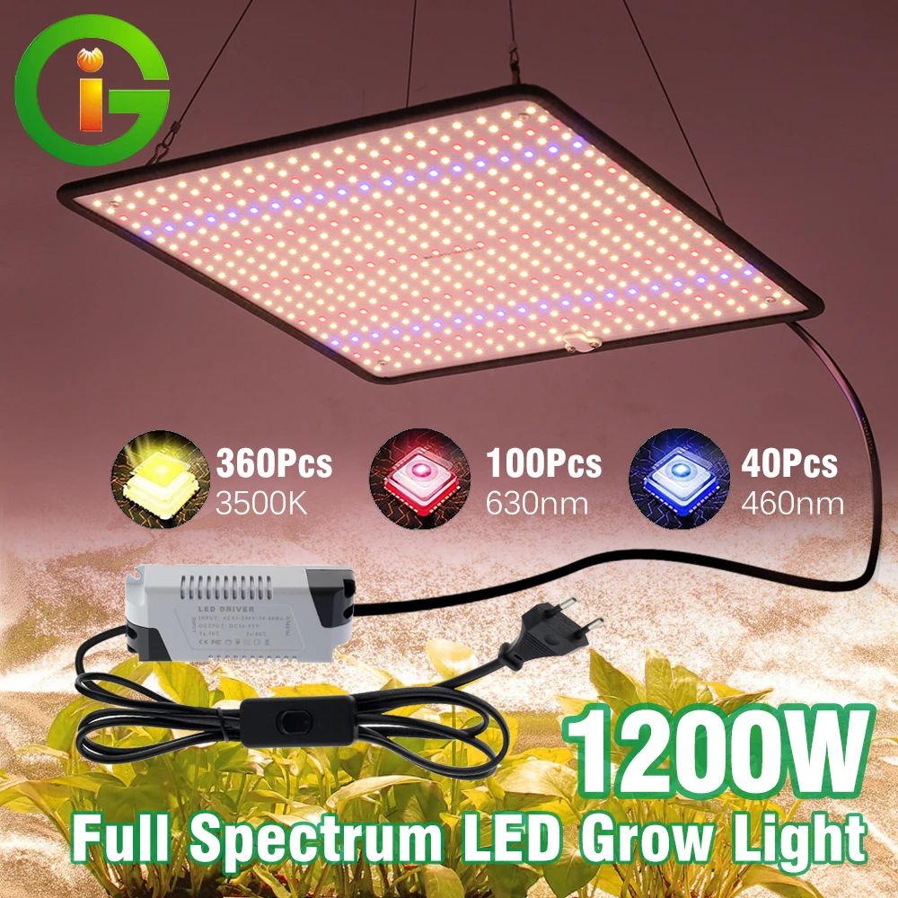 LED Grow Light Full Spectrum Phyto Lamp, Panel for Indoor Grow Tent Plants Seedling Hydroponic Garden Vegetables