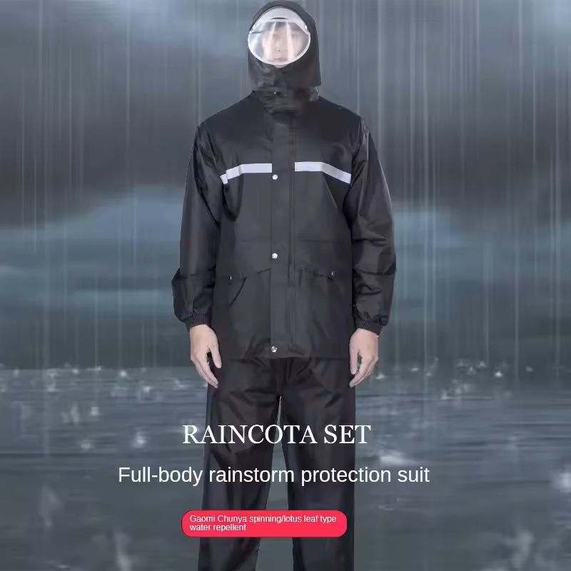 Full Body Rain Suit with Reflective Strips for Motorcycle and Bicycle Riders