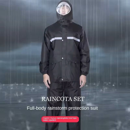 Full Body Rain Suit with Reflective Strips for Motorcycle and Bicycle Riders