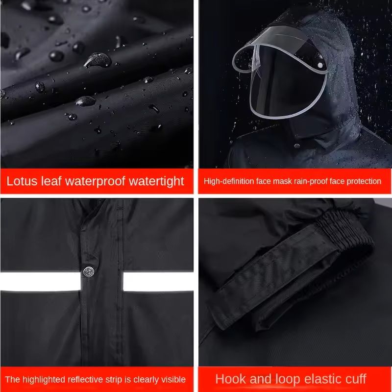 Full Body Rain Suit With Reflective Strips For Motorcycle And Bicycle Riders 5