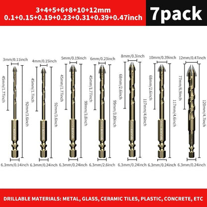 ToughBore Tungsten Carbide Tile And Glass Drill Bit Set  5pc7pc Multi Surface Set 1
