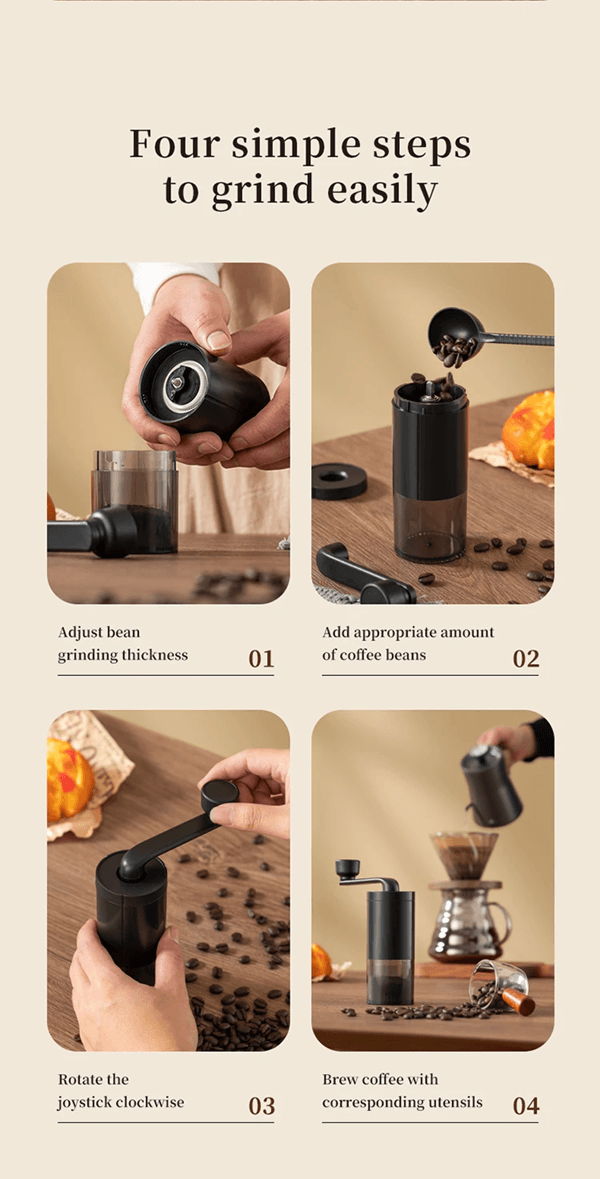 BrewMate Manual Coffee Grinder  Adjustable Hand Crank For Travel And Home Brewing 6
