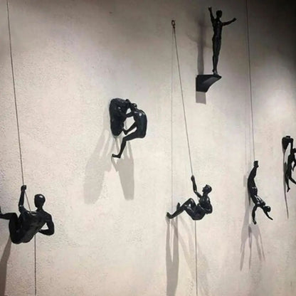 Athlete Rock Climbing Man Statue  Resin Wall Hanging Decoration Retro Sculpture 3D Figure Art For H 1