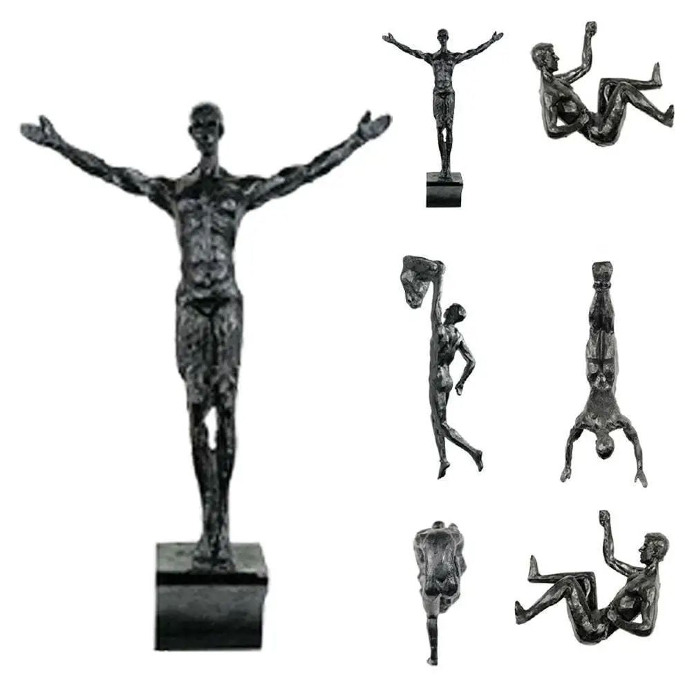 Athlete Rock Climbing Man Statue  Resin Wall Hanging Decoration Retro Sculpture 3D Figure Art For H 2