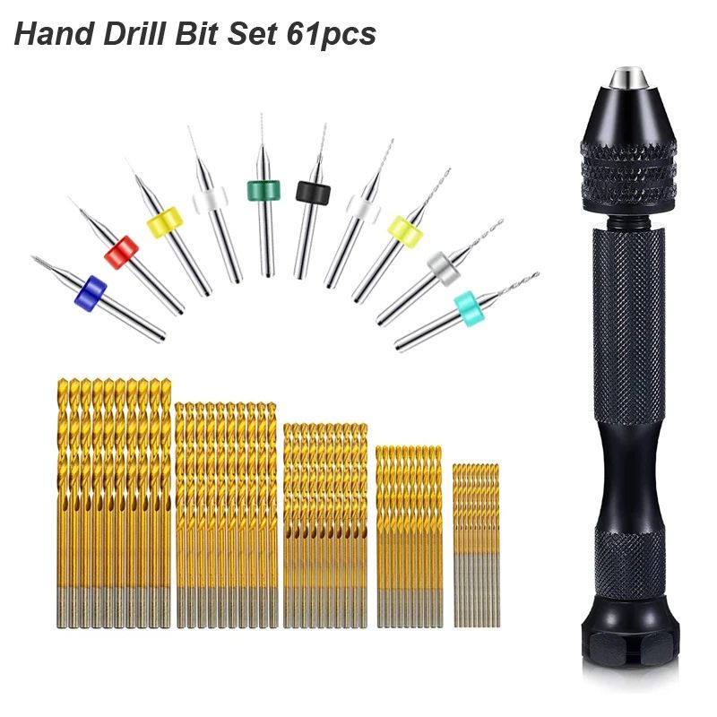 Precision Micro Mini Pin Vise Hand Drill Twist Bit Set Rotary Tool Kit For PCB Plastic DIY Craft Ca 7