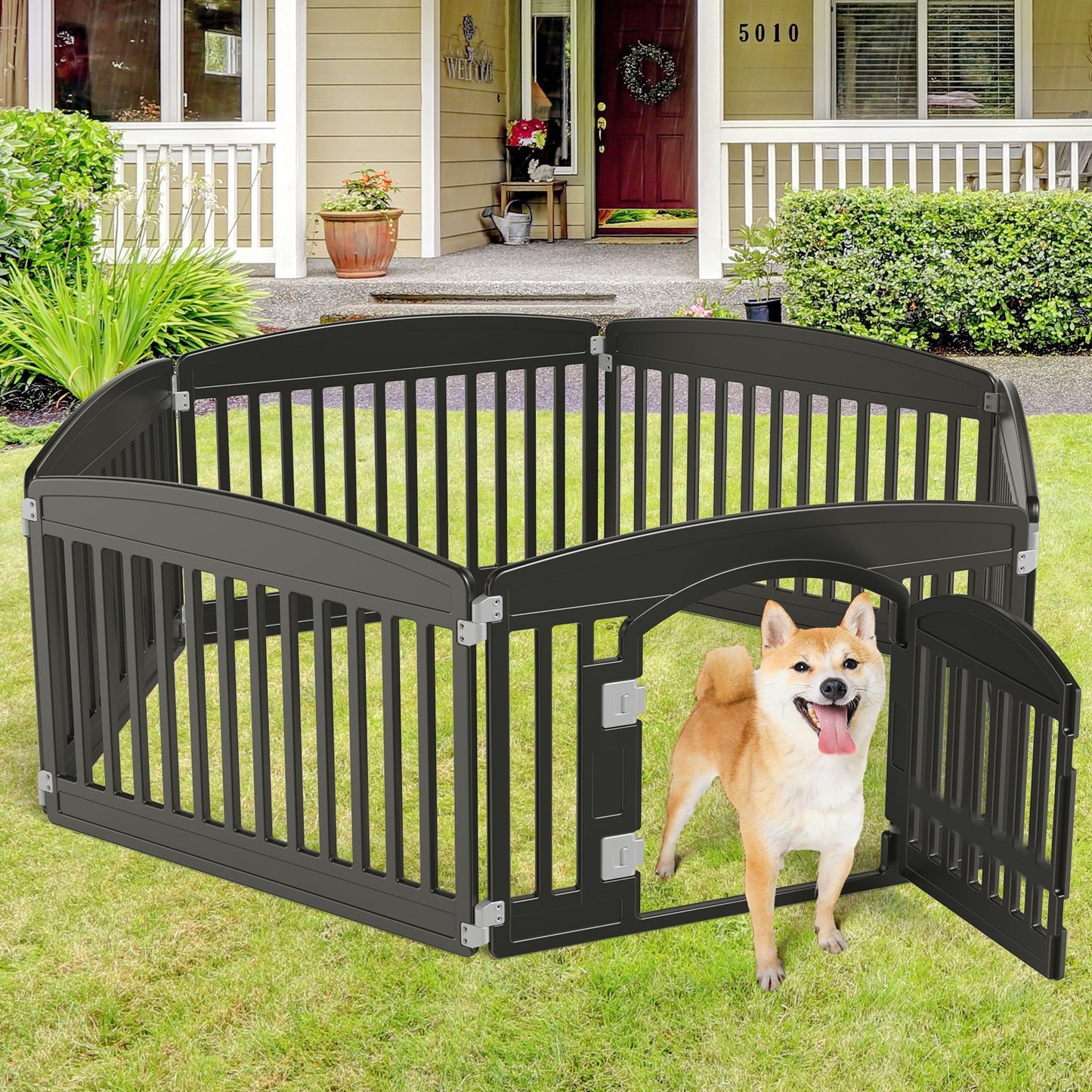 Dog Playpen Safe  Secure IndoorOutdoor Pet Fence Folding  Portable Play Yard For Small To Medium Do 5