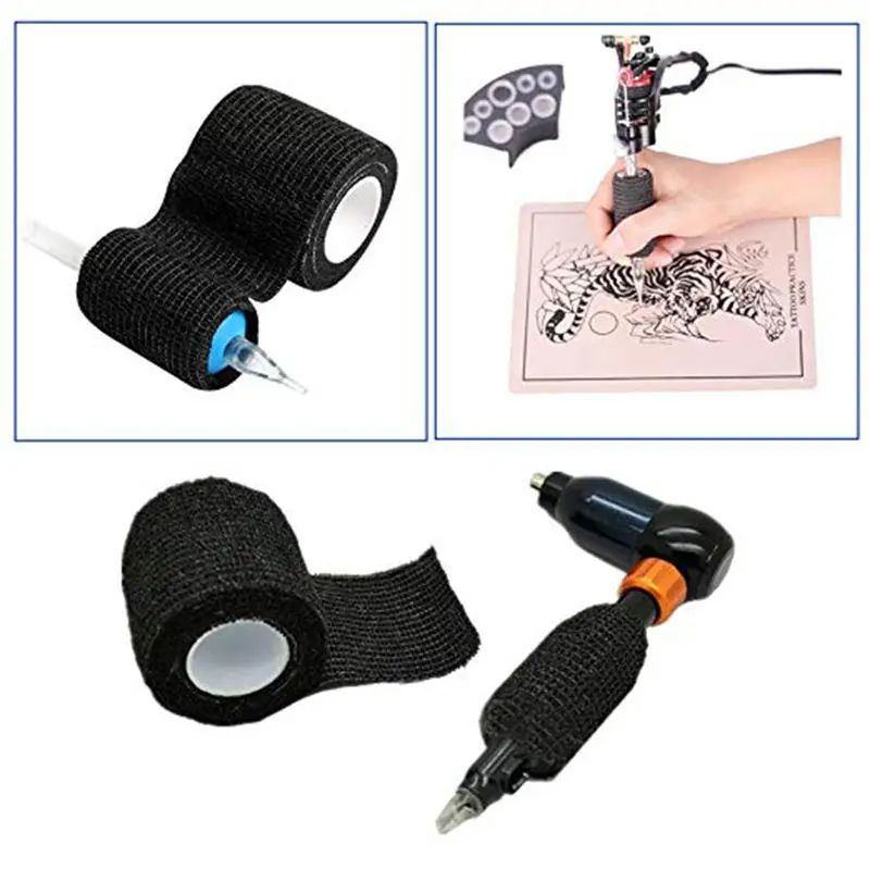Wholesale Black Tape Tattoo Handle Bandage AntiSlip Waterproof Disposable SelfAdhesive Elastic Band 4