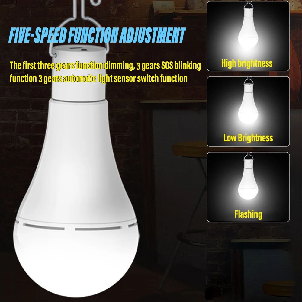 LED Solar Lamp Bulb Outdoor Waterproof Portable Light With Remote Hanging Solar Garden Light For Ca 1