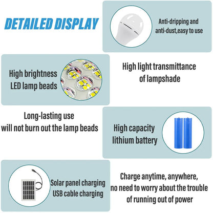 LED Solar Lamp Bulb Outdoor Waterproof Portable Light With Remote Hanging Solar Garden Light For Ca 2