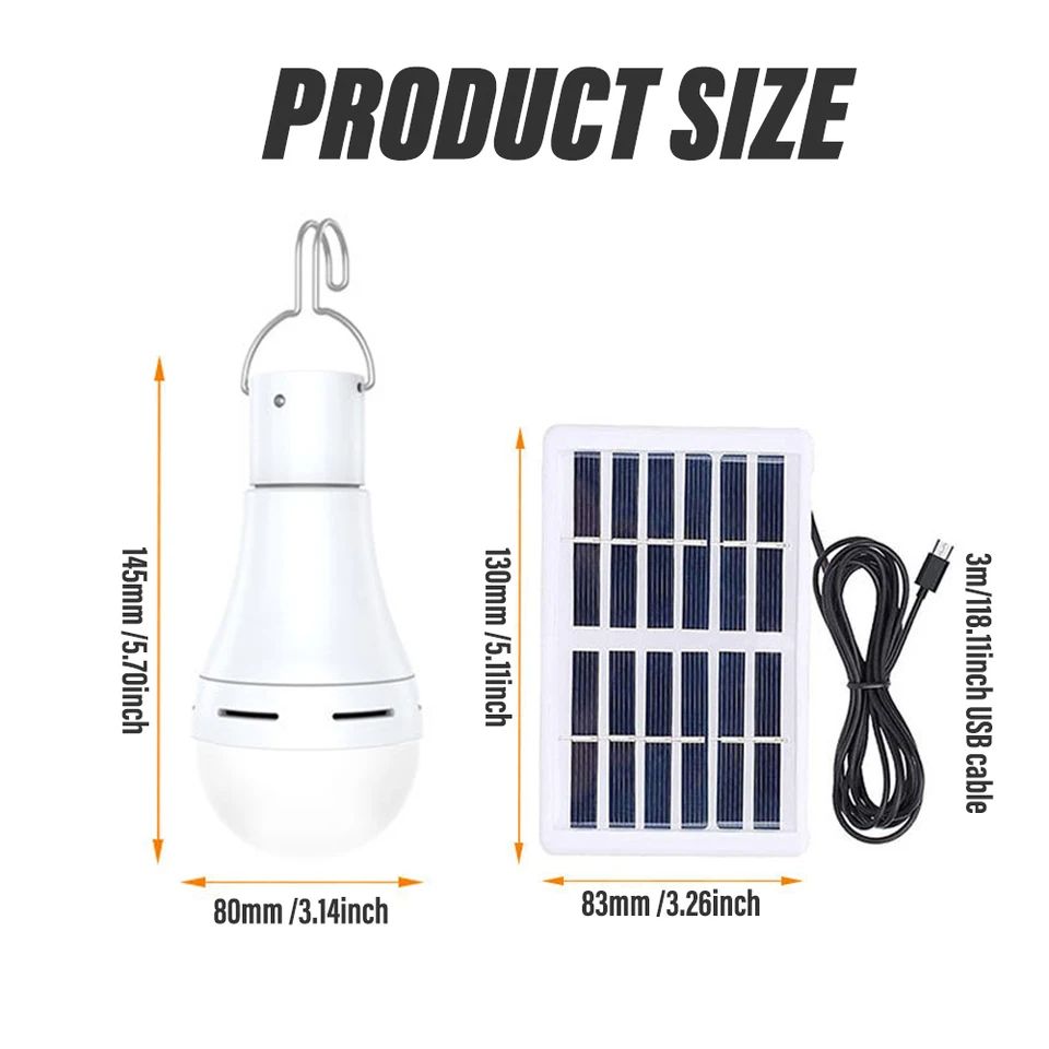 LED Solar Lamp Bulb Outdoor Waterproof Portable Light With Remote Hanging Solar Garden Light For Ca 4