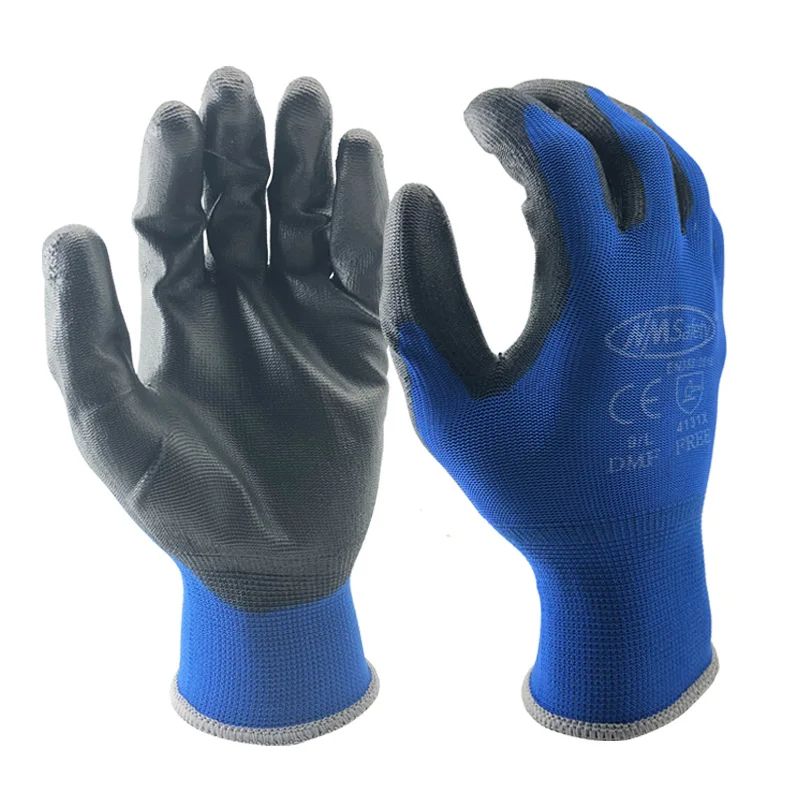 Professional PU Coated Safety Gloves Nylon Garden  Construction Gloves For Men Women 4