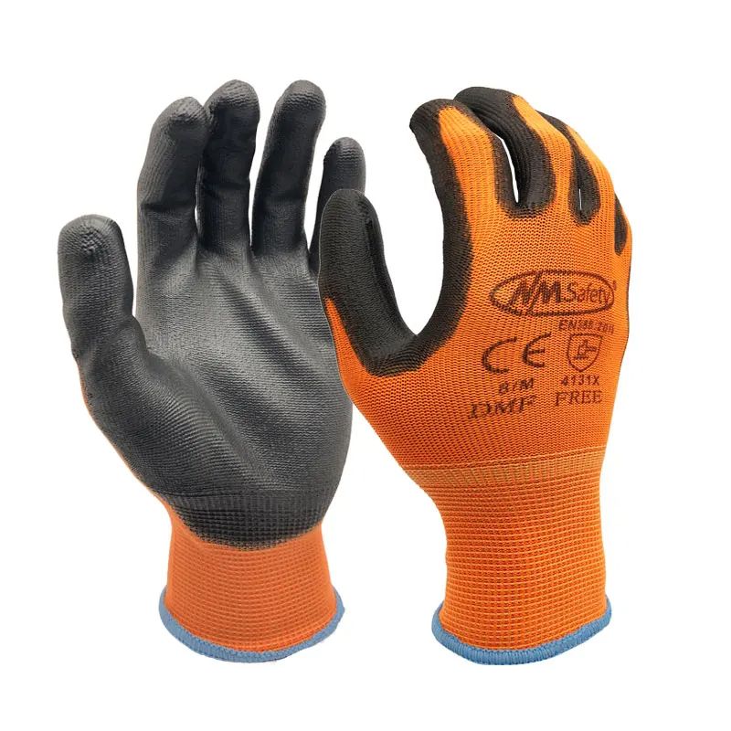 Professional PU Coated Safety Gloves Nylon Garden  Construction Gloves For Men Women 5