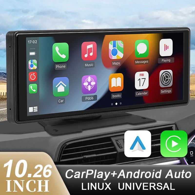 Car Mirror Radio Multimedia Video Player, Universal Wireless CarPlay & Android Auto with Bluetooth AUX USB