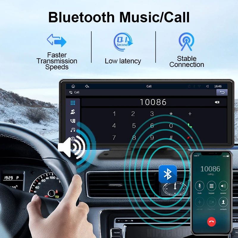 Car Mirror Radio Multimedia Video Player Universal Wireless CarPlay  Android Auto With Bluetooth AU 3