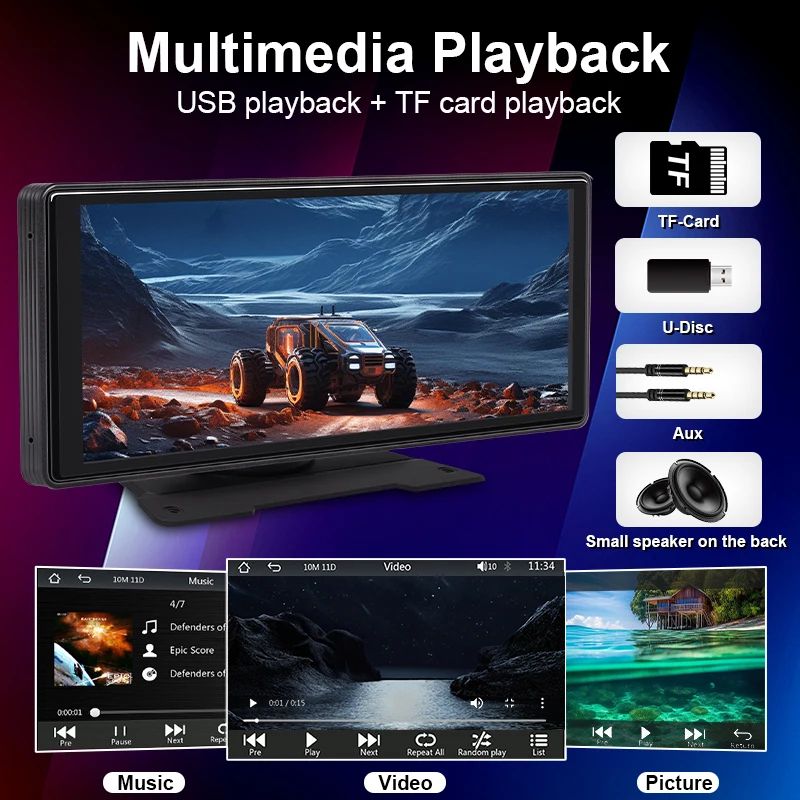 Car Mirror Radio Multimedia Video Player Universal Wireless CarPlay  Android Auto With Bluetooth AU 4