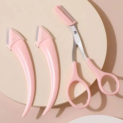 Eyebrow Trimmer Set With Curved Eyebrow Razor And Scissors Comb Easy Beauty Tools For Beginners And 1