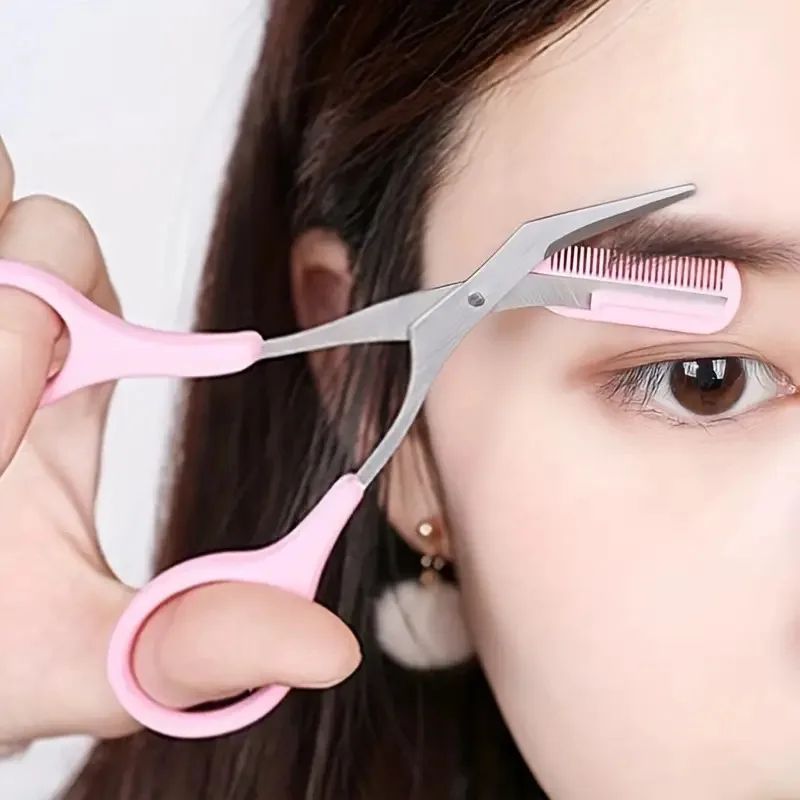 Eyebrow Trimmer Set With Curved Eyebrow Razor And Scissors Comb Easy Beauty Tools For Beginners And 2