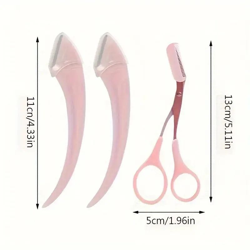 Eyebrow Trimmer Set With Curved Eyebrow Razor And Scissors Comb Easy Beauty Tools For Beginners And 5