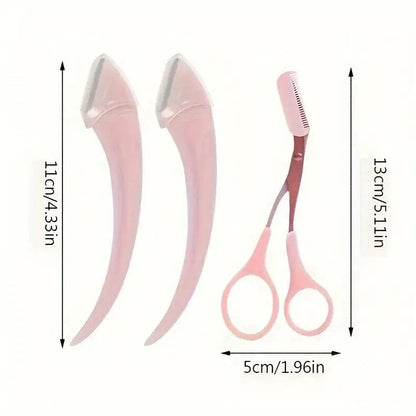 Eyebrow Trimmer Set With Curved Eyebrow Razor And Scissors Comb Easy Beauty Tools For Beginners And 5